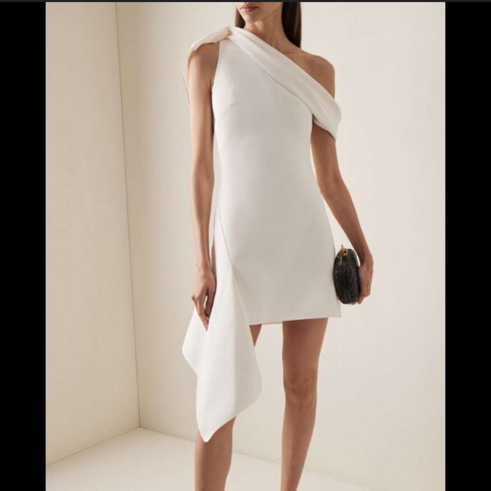 Maticevski White Asymmetrical High-Low Sheath Dress
